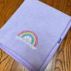 Life Is Good Pet Dog Drying Microfiber Absorbent Towel Rainbow Lilac Purple EUC